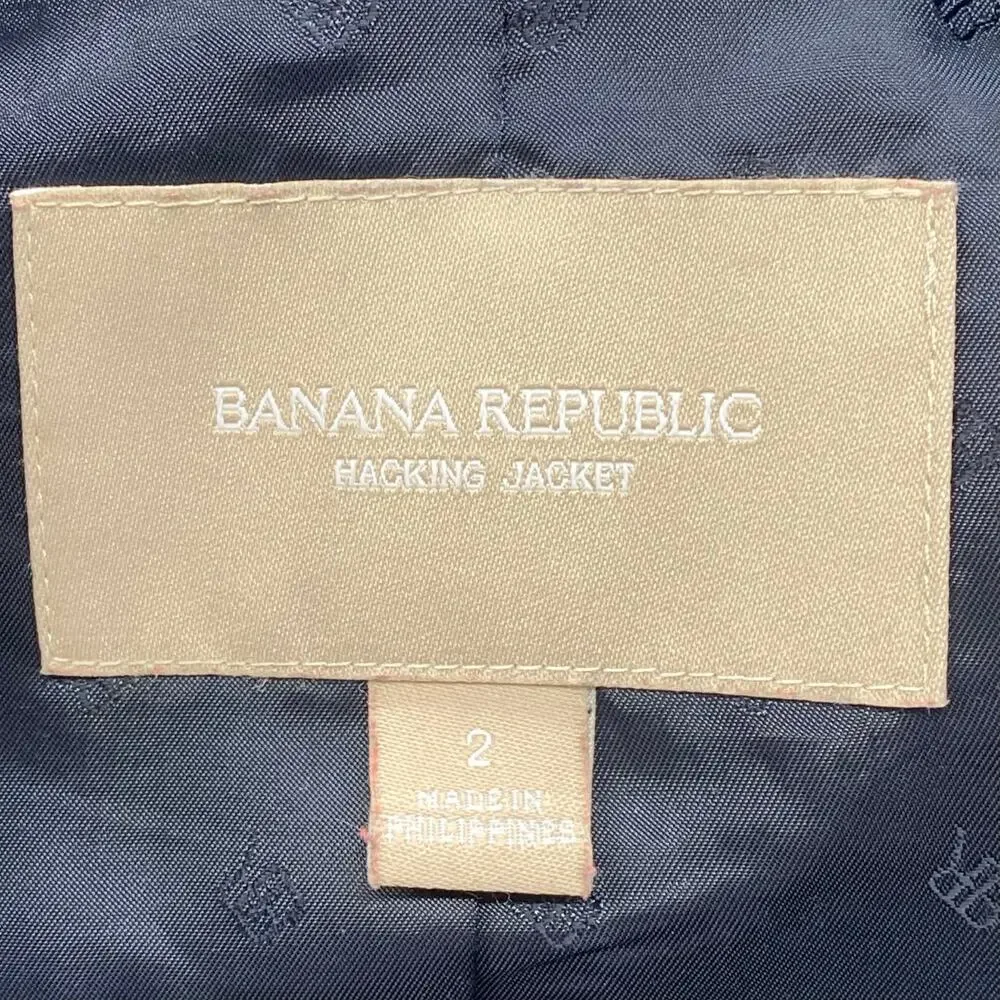 Banana Republic Wool Blend Blazer‎ Jacket Women 2 Blue Color Block Preppy